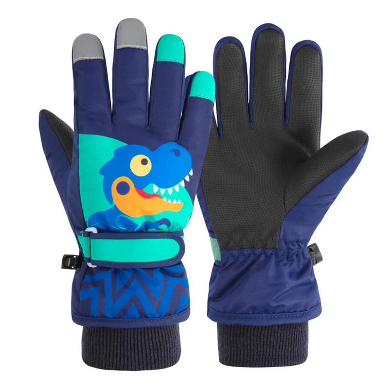 Children's Ski Gloves Kids Windproof Gloves Plus Velvet Mittens Winter Warm Thick Snowboard Snow Gloves Skiing Riding Boy Mitten