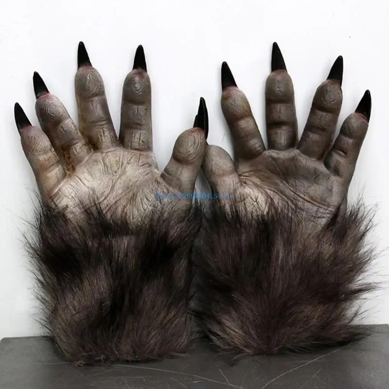 N7YF Halloween Scary Wolf Klauenhandschuhe Animal Festival Cosplay Latex Horte Kostüm Accessoire Carnival Party Dekor