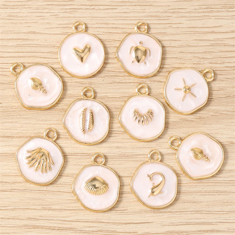 10 Stück Niedliche Meereslebewesen-Anhänger aus Emaille: Schildkröte, Muschel, Seestern für Schmuckherstellung, Ohrringe, Anhänger, Halsketten, DIY-Bastelarbeiten, Geschenke – Detail 4