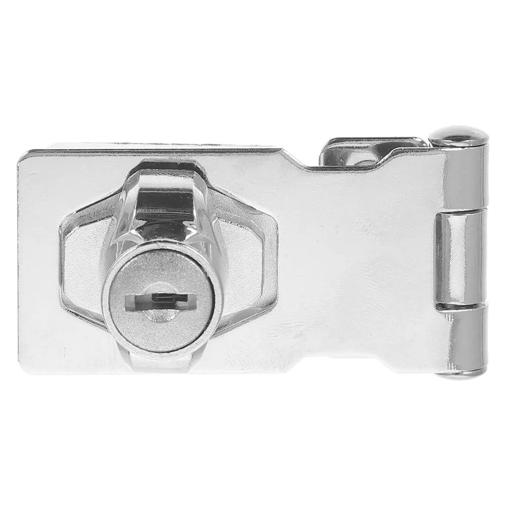 Stainless Steel Keyed Hasp Lock Iron Construction High Hardness Cabinet Lock for Cupboards Desks Showcases Wine Cabinets