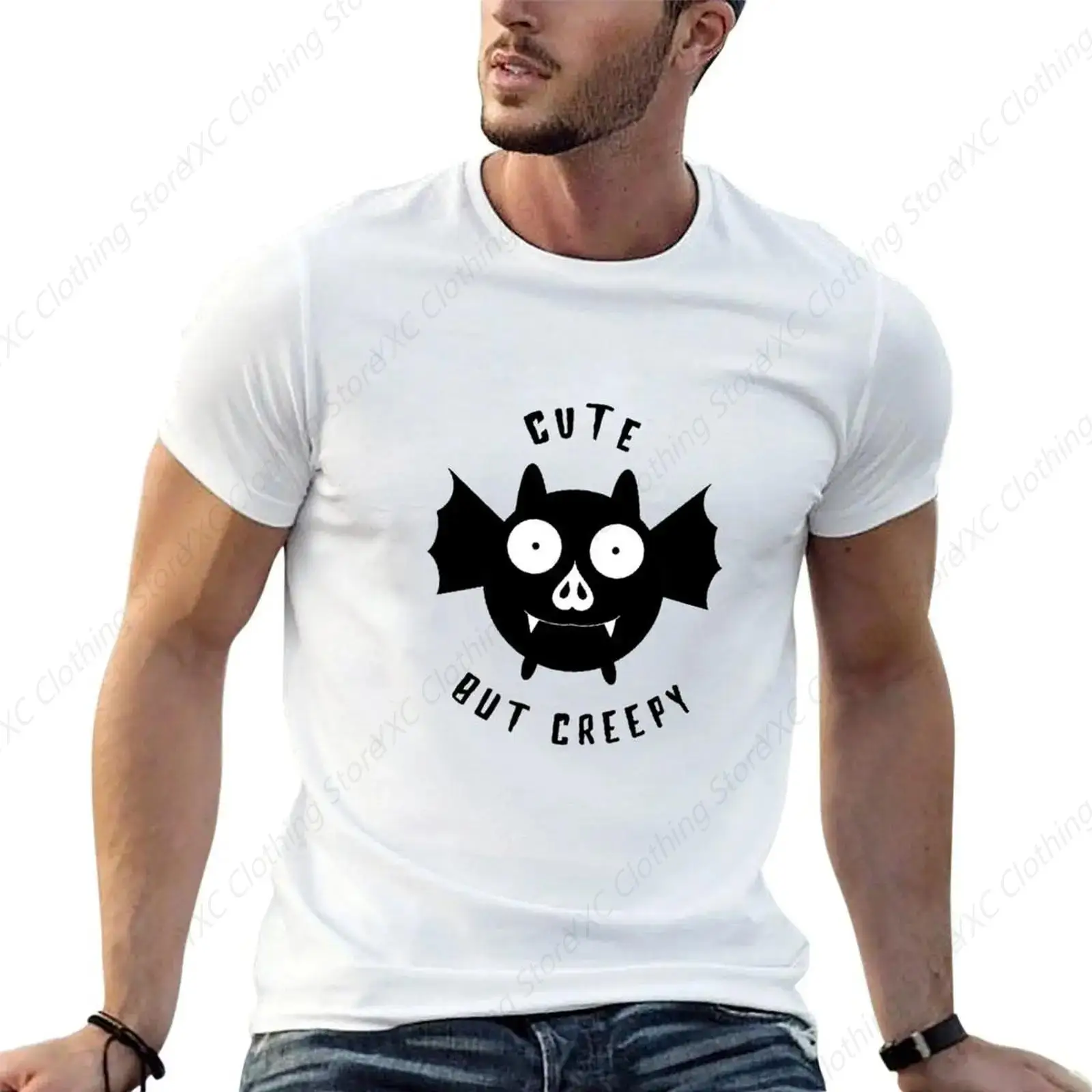 

Cute but creepy bat men's T-shirt- Short Sleeve Crew Neck Soft Fitted Tees S - 6XL Fresh Classic Basic Tshirts