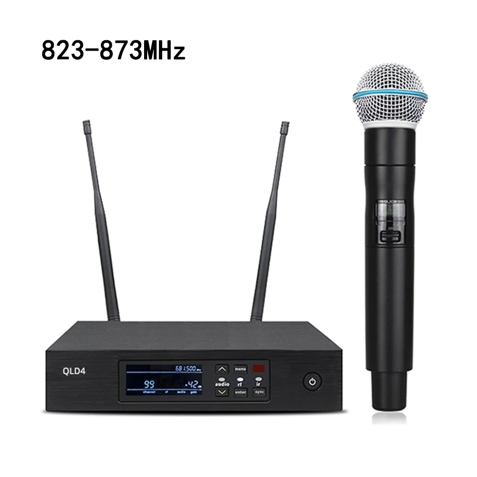 Microphone sans fil pour performance sur scène, micro pour instrument de musique, accessoires pour chant et fête, QLXD4 Beta58a, 800MHz