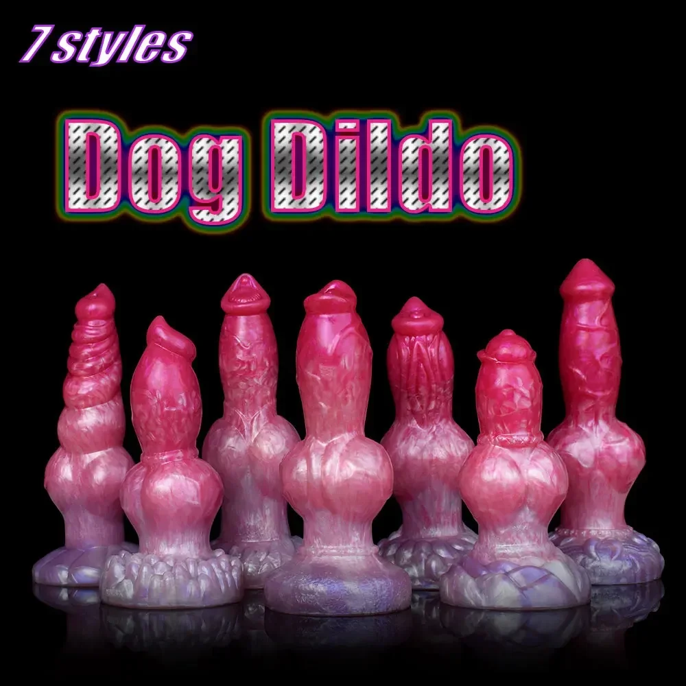 New Huge Dog Dildos Soft Silicone Anal Dildo with Powerful Suction Cup Realistic Dog Dick Animals Penis Lesbian Tools for women