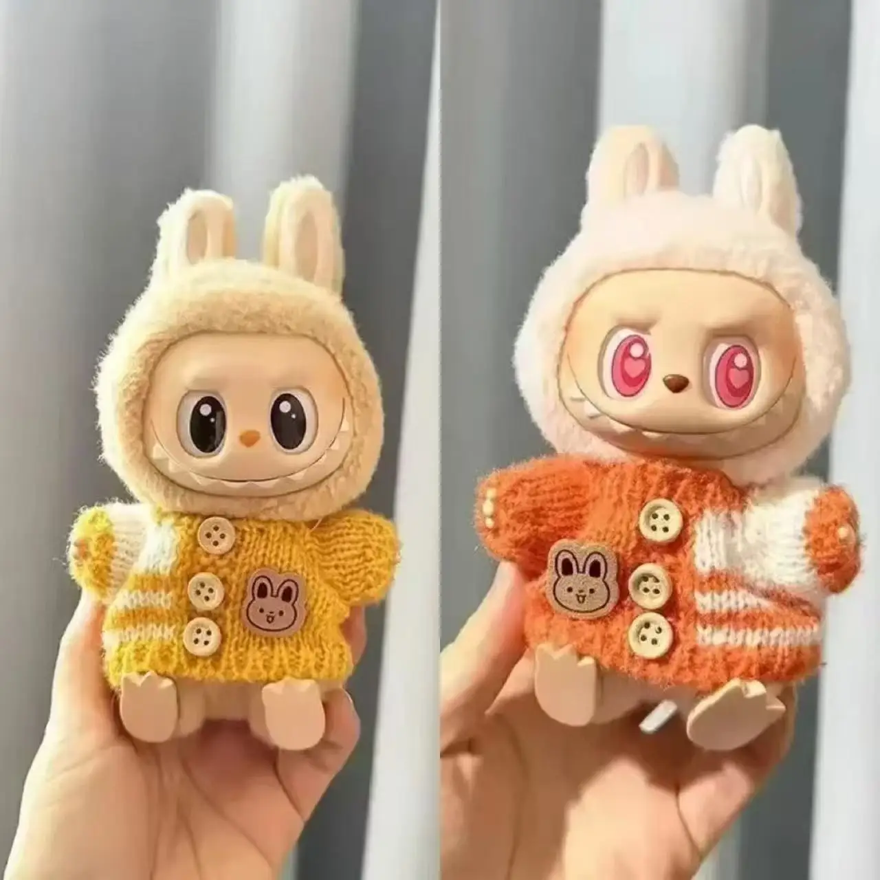 

15 - 17cm Labubu Outfit - Bu Bu Party Sweater & Scarf Set Bear Label Hat Adorable Doll Accessories