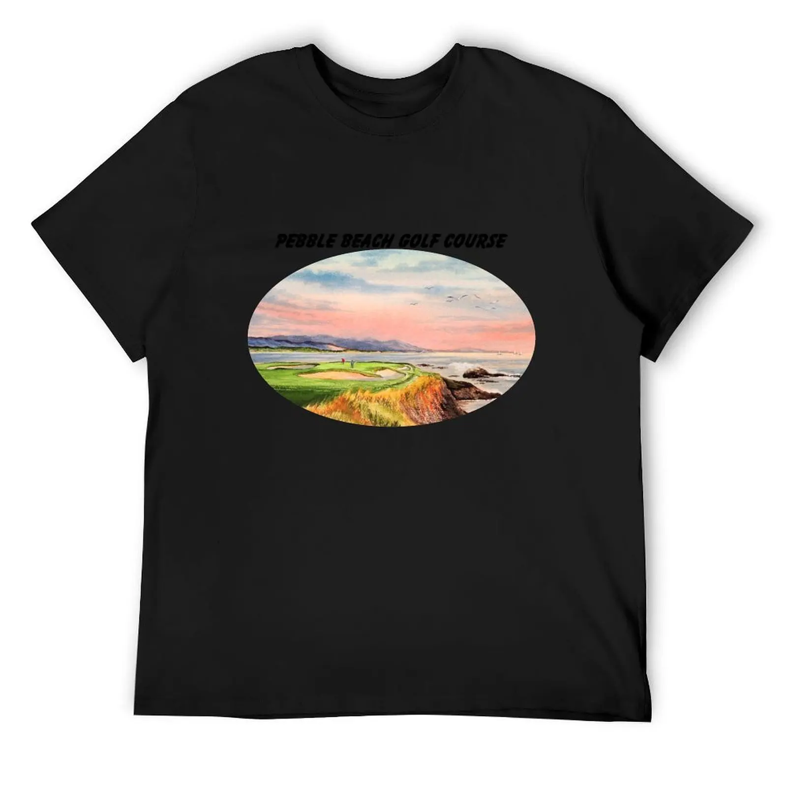 

Pebble Beach Golf Course With Banner T-Shirt sports fans rapper graphic tees customizeds mens designer clothes