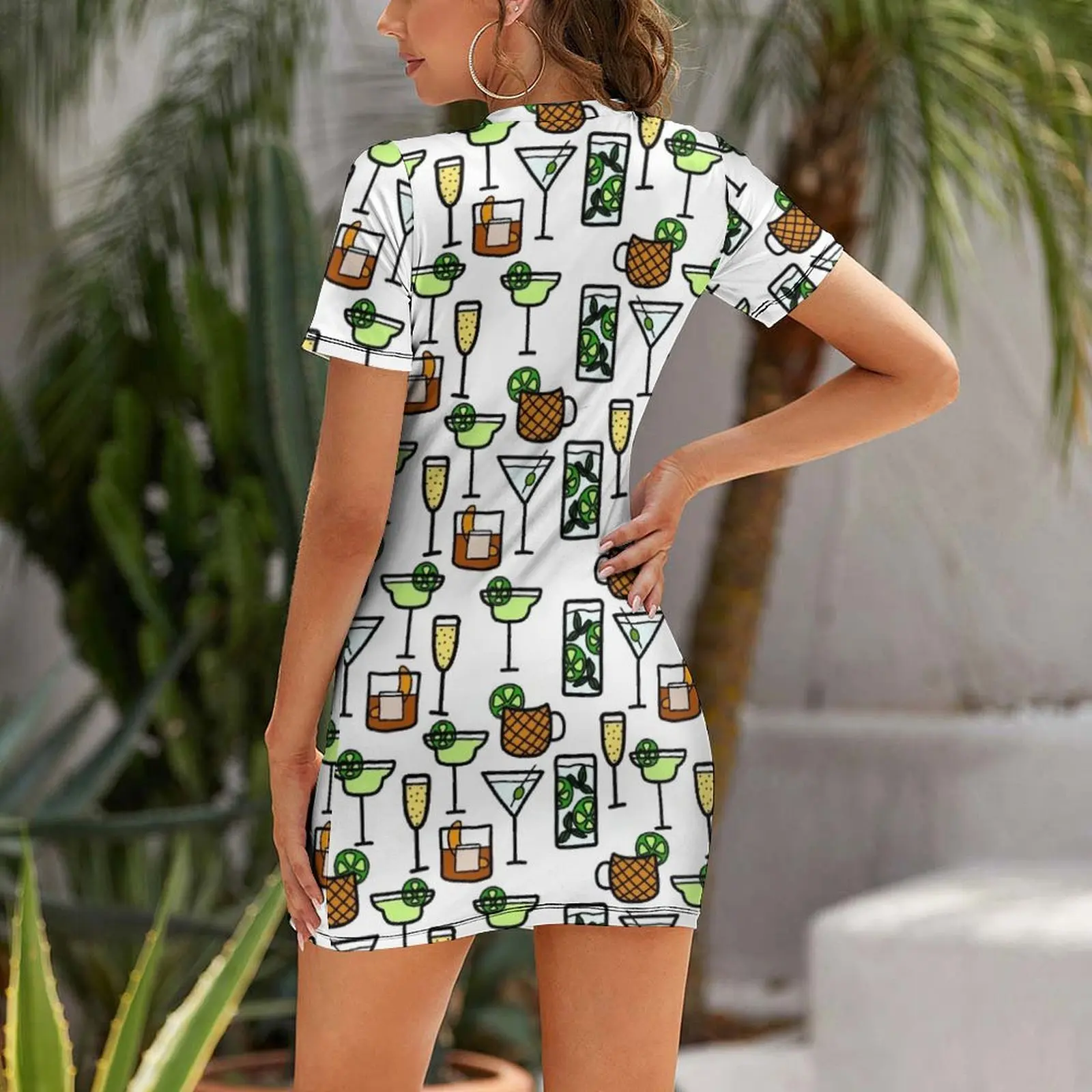 Bottoms Up Cocktails Drinks Short Sleeved Dress summer women's suit dress Cocktail of dresses Dress