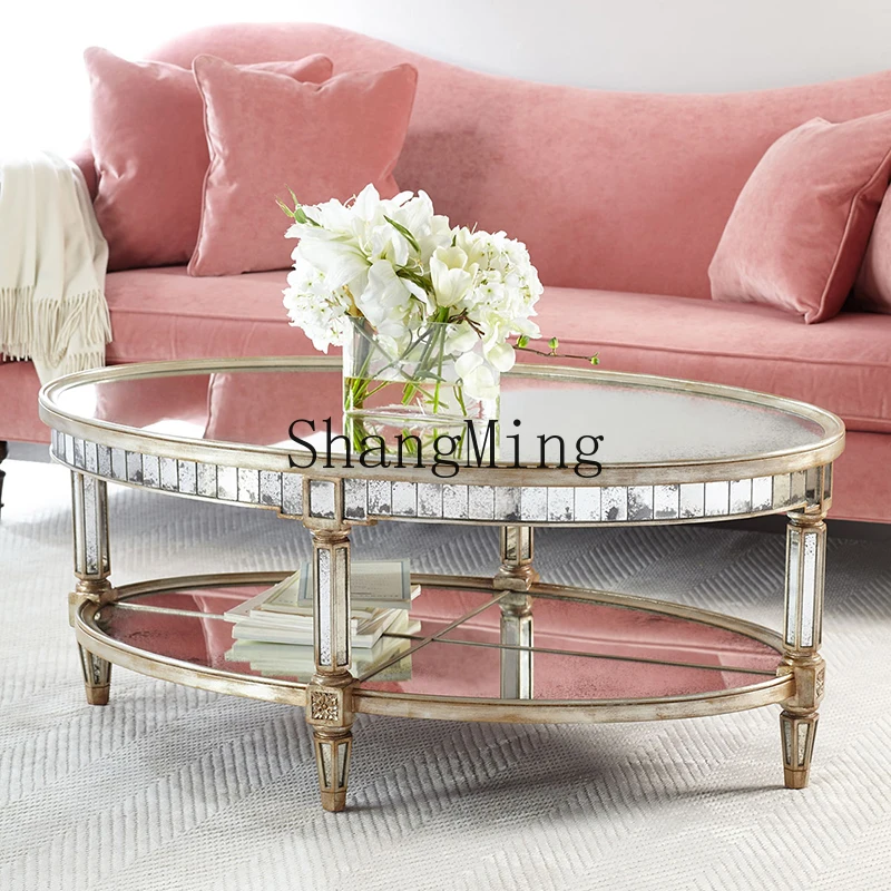 FG good-looking  living room coffee table sofa side table small apartment creative personality glass oval coffee table