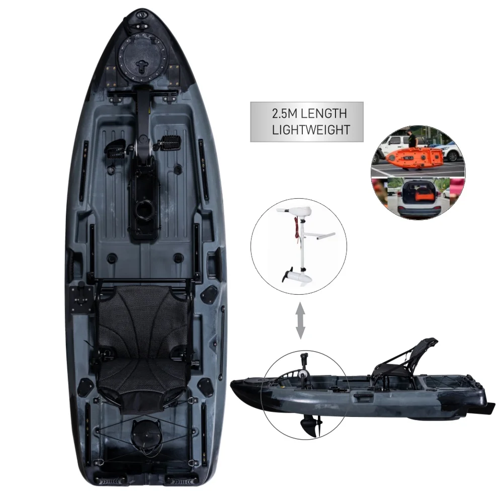8フィート釣り用ペダルカヤック、軽量HDPEシーボート（1人乗り）、2.5m長さのツーリングカヤック、卸売販売