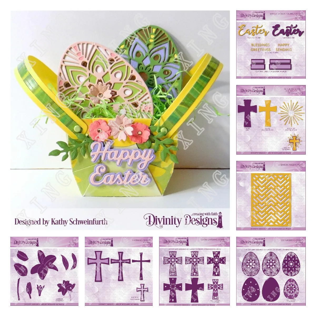 

2022 Spring Easter Words Foiling Lily Sunburst Cross Egg Layering Combo Cutting Dies Diy Craft Paper Cards Decor Embossing Molds