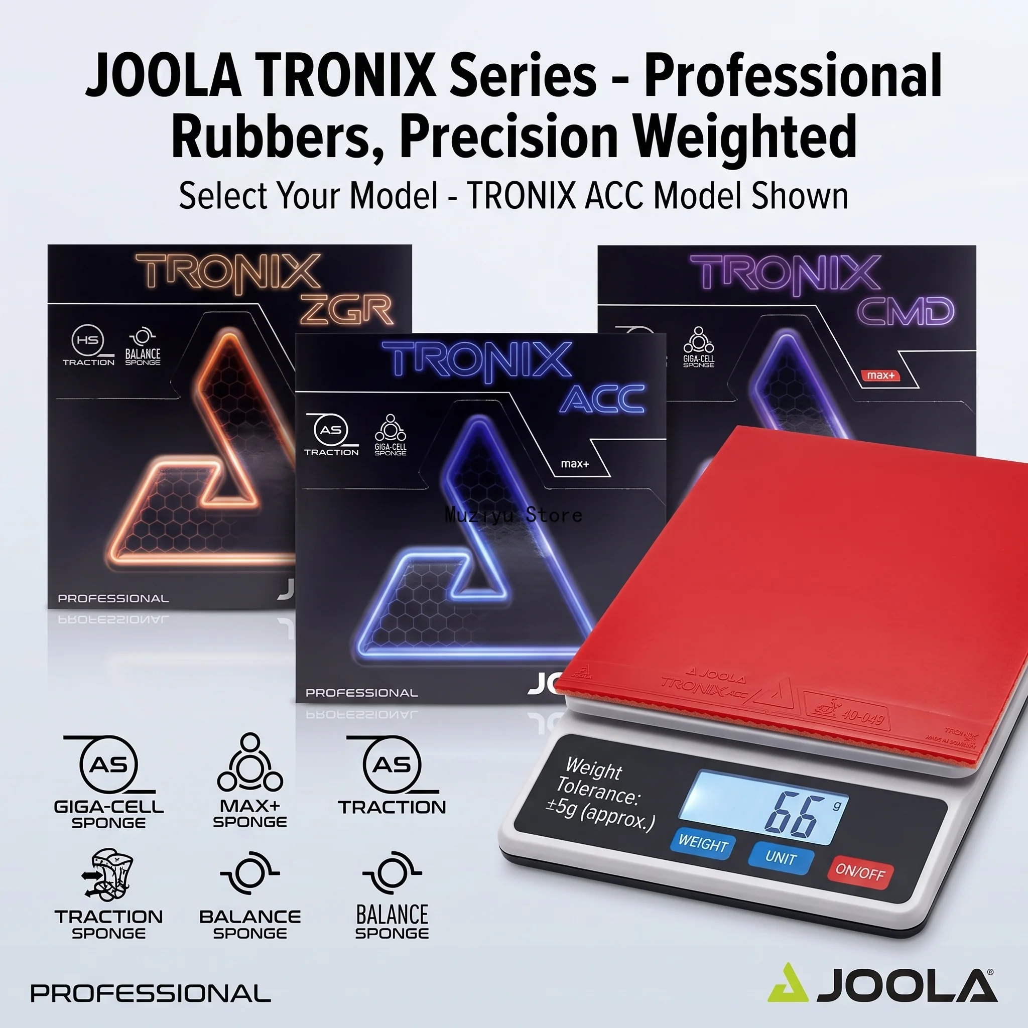 Table Tennis Joola - ยางปิงปองรุ่นดั้งเดิม JOOLA TRONIX ซีรีส์ ACC CMD