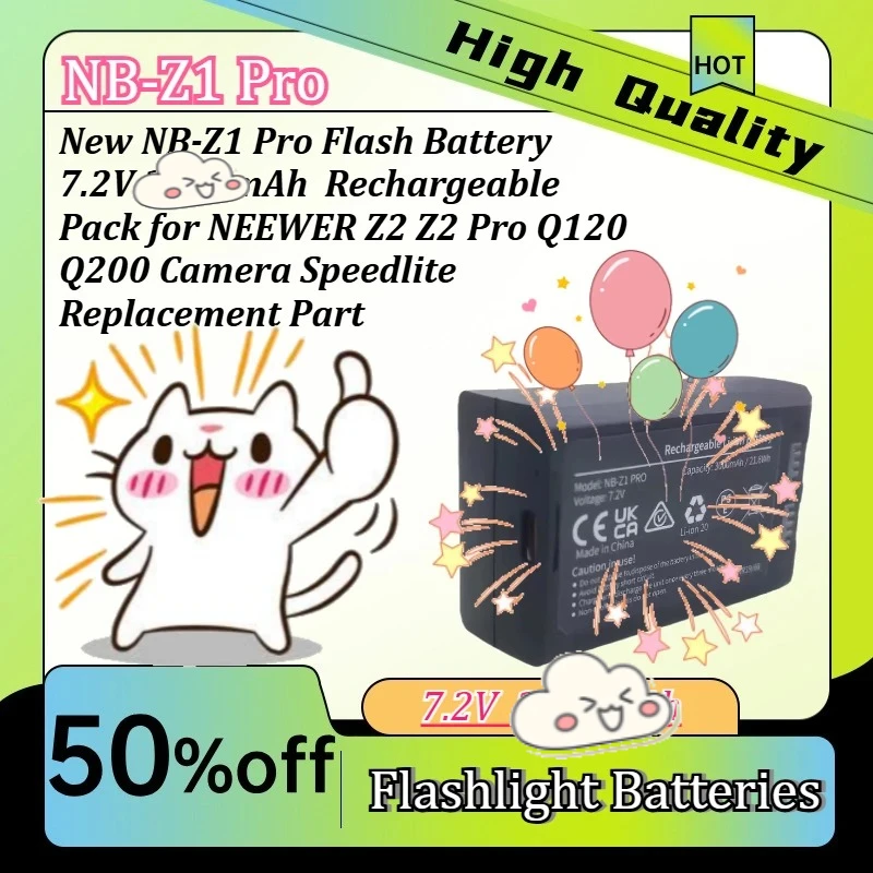 New NB-Z1 Pro Flash Battery 7.2V 2760mAh  Rechargeable Pack for NEEWER Z2 Z2 Pro Q120 Q200 Camera Speedlite Replacement Part