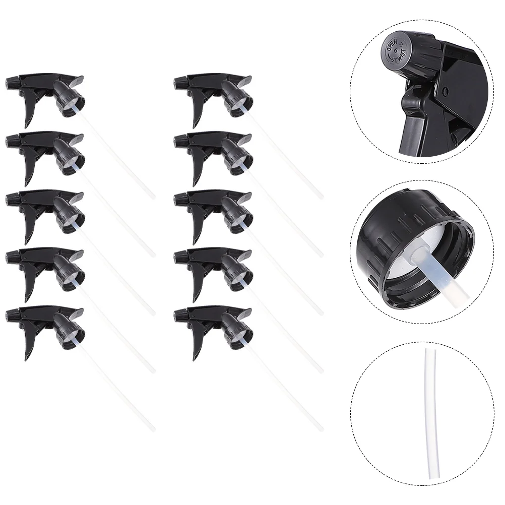 

10 PCS Spray Bottle Nozzle Women's Black Water Hair Refillable Plastic Resistant Head