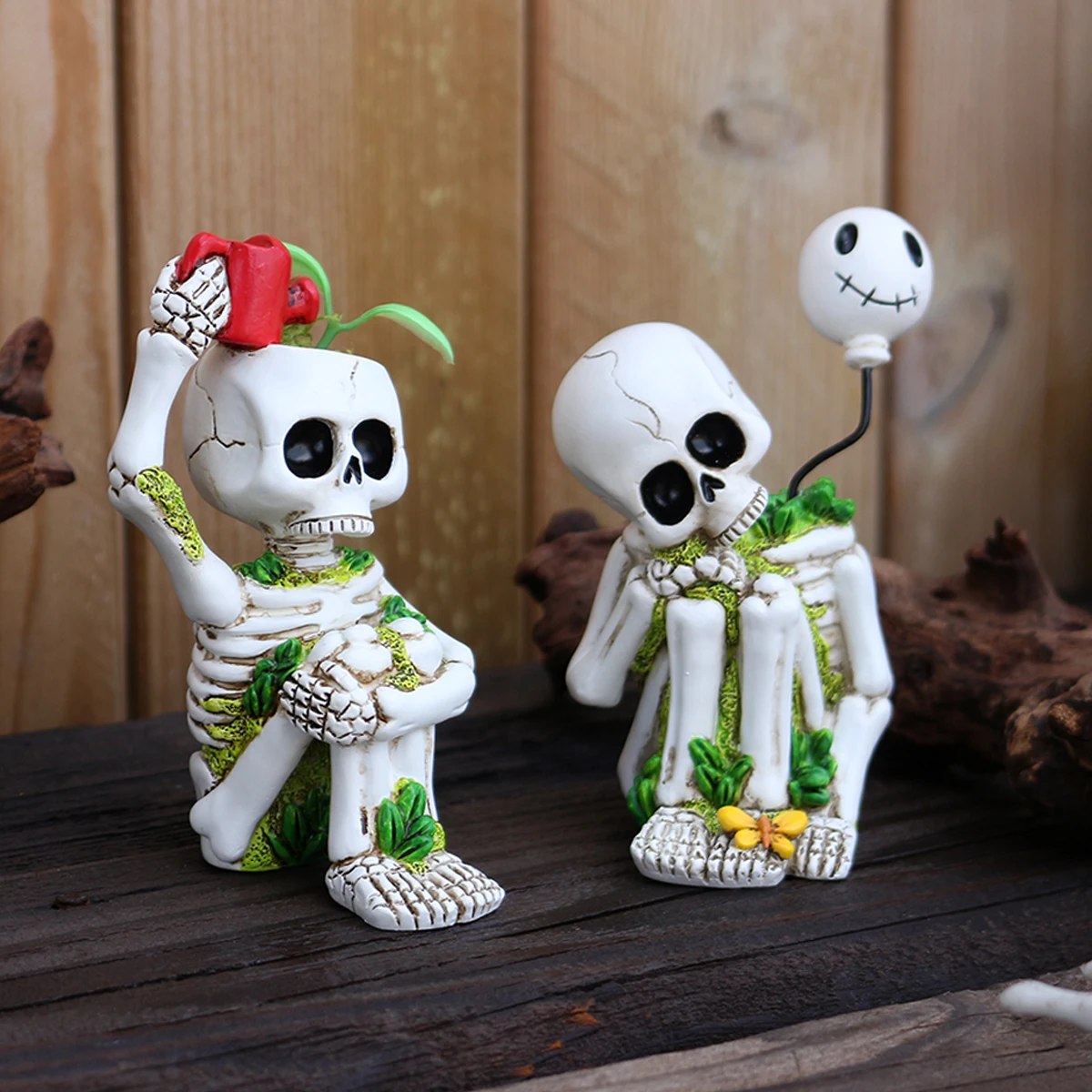 2 thoughts on skull watering flowers, fun Halloween garden bonsai sculptures, family gifts, handmade resin crafts
