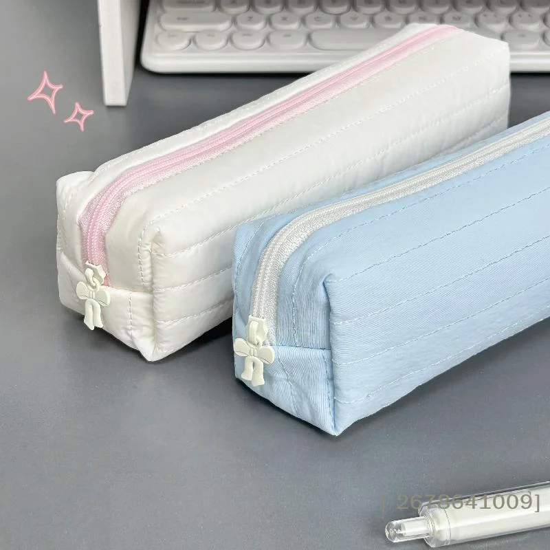 ⚑Cream Color Pencil Case Multi-functional Large-capacity Pen Bag Stationery Organizer School Supplies