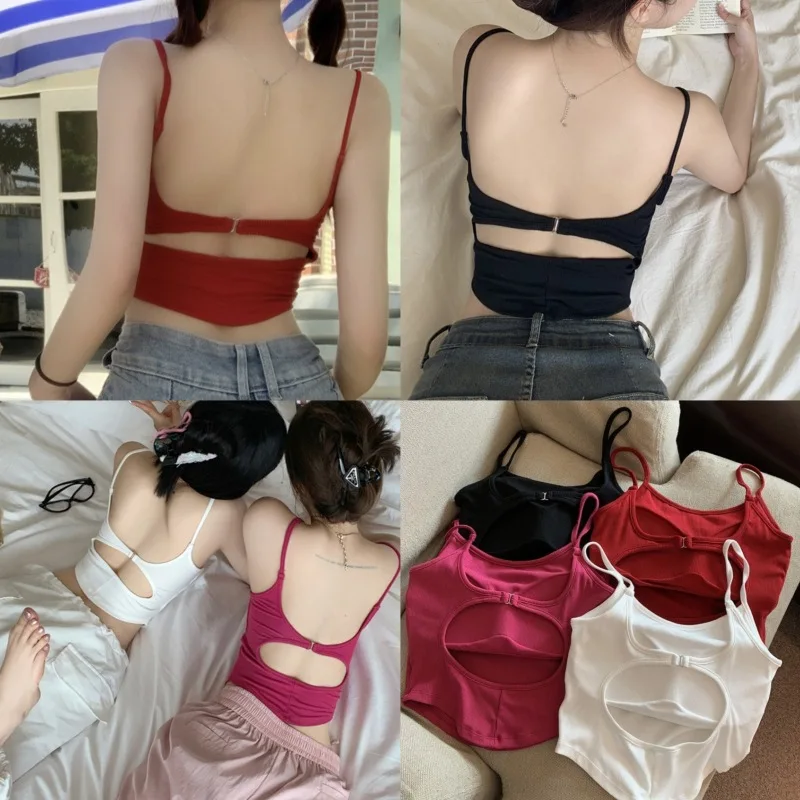 Hot Girl Bare Back Wrapped Chest Tube Top Outer Wear Beauty Back Sexy Breathable Integrated Fixed Cup Pure Desire Wind Camisole