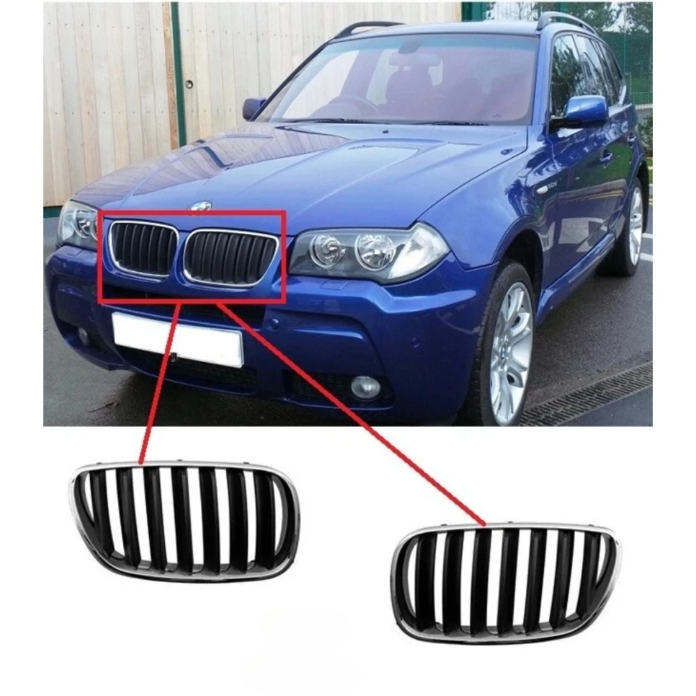 

Подходит для BMW E83 X3 2007-10 Facelift 51113420087 1 пара глянцево-черных решеток переднего бампера с двойной линией 51113420088
