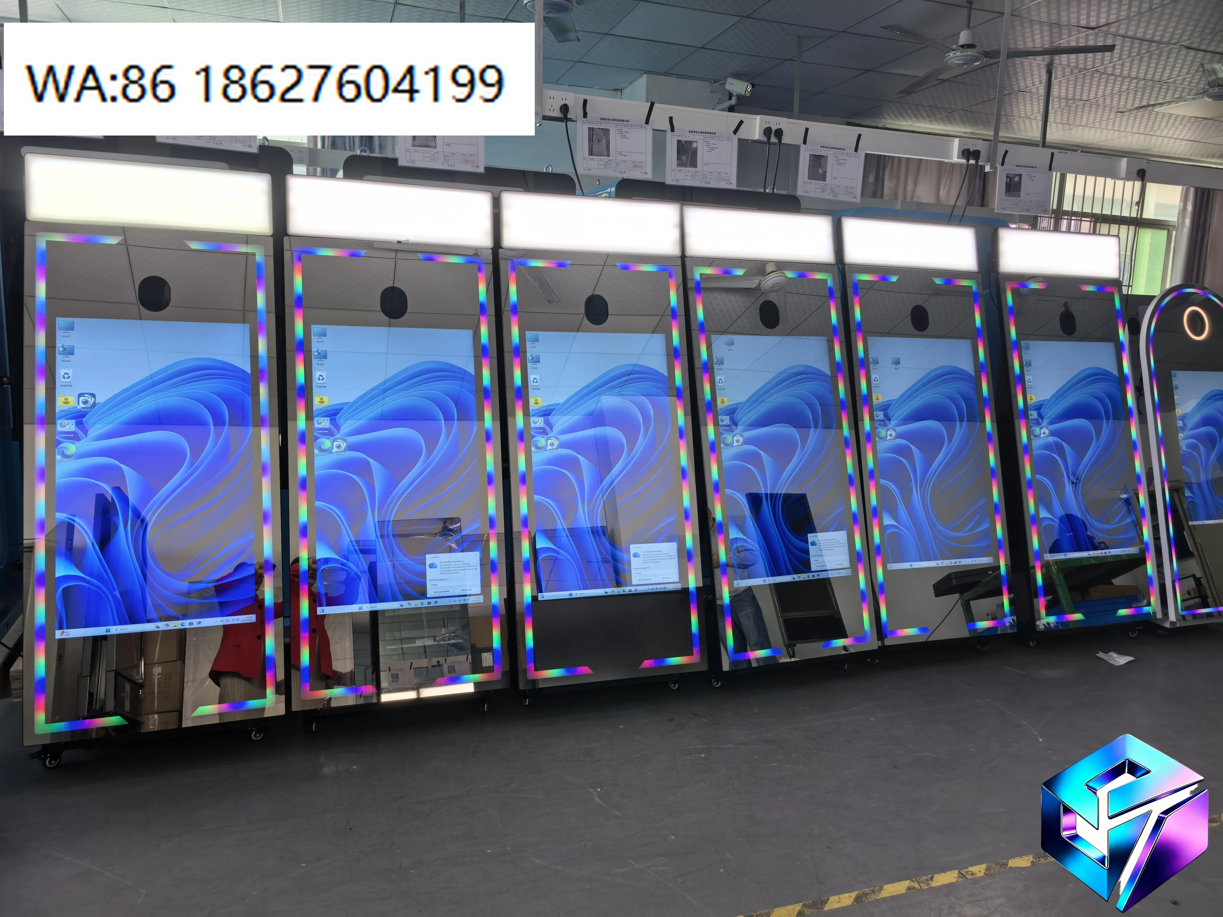 

65 Inch Magic Mirror Photo Booth Touch Screen LED Frame Kiosk Integrated Camera Printer For Wedding Party Event Rental