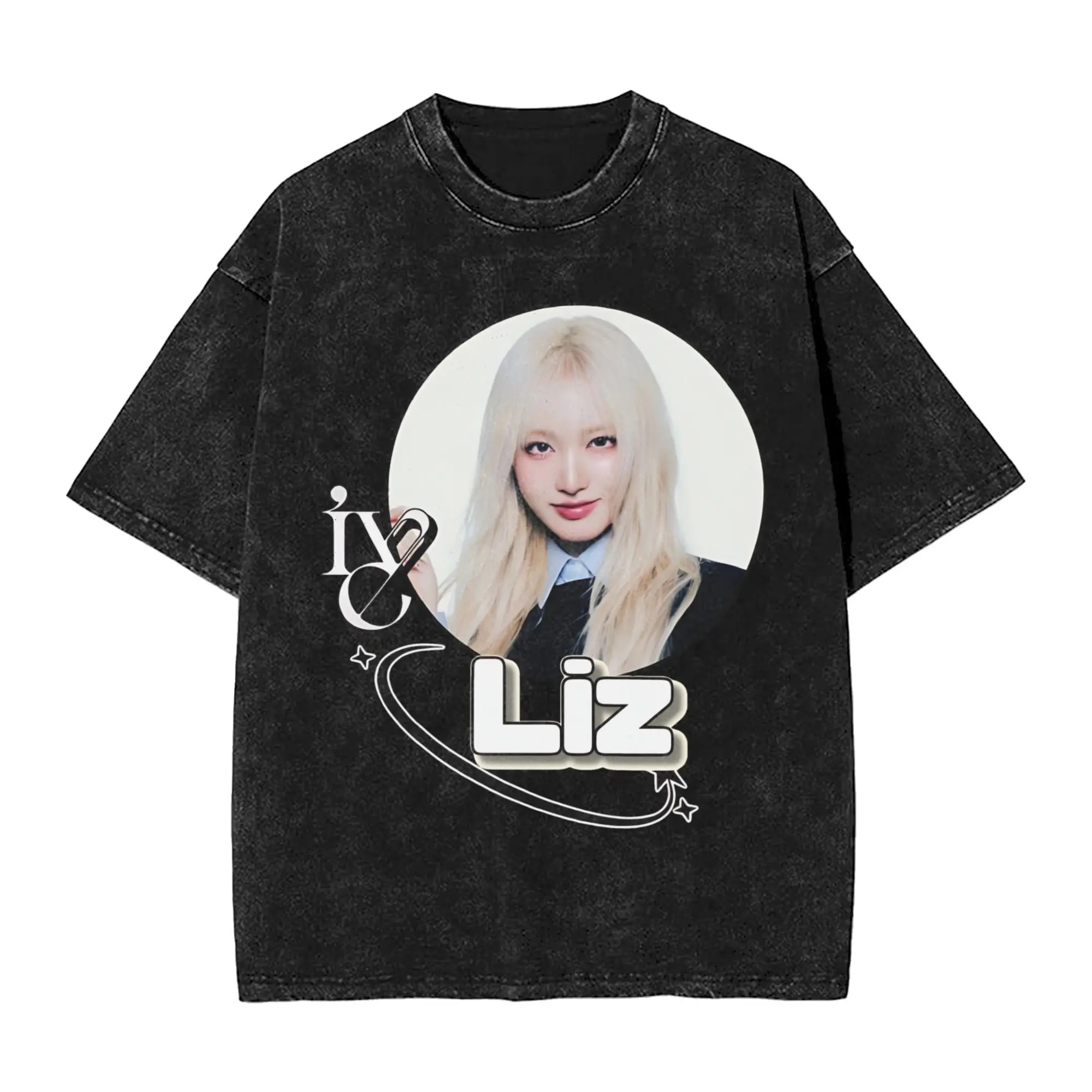 Men Women T Shirt Kpop IVED Liz Washed T-Shirts Harajuku  Summer Tees Streetwear Loose Casual Tops Birthday Gift
