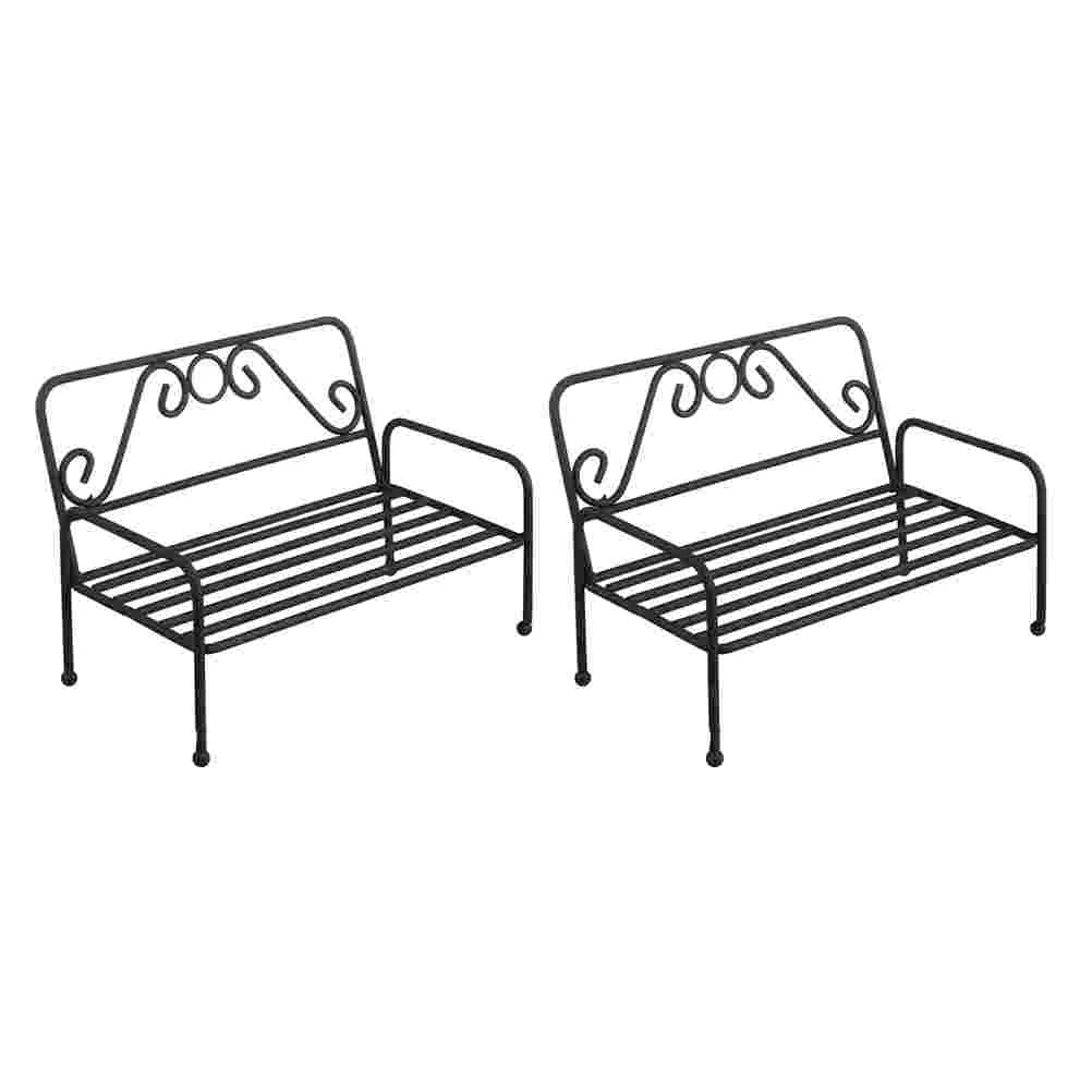 2 Pcs Iron Armchair Plant Shelf Plants Stand Floor Flower Floral Decor Model Vintage Pot Display Rack Holder Outdoor