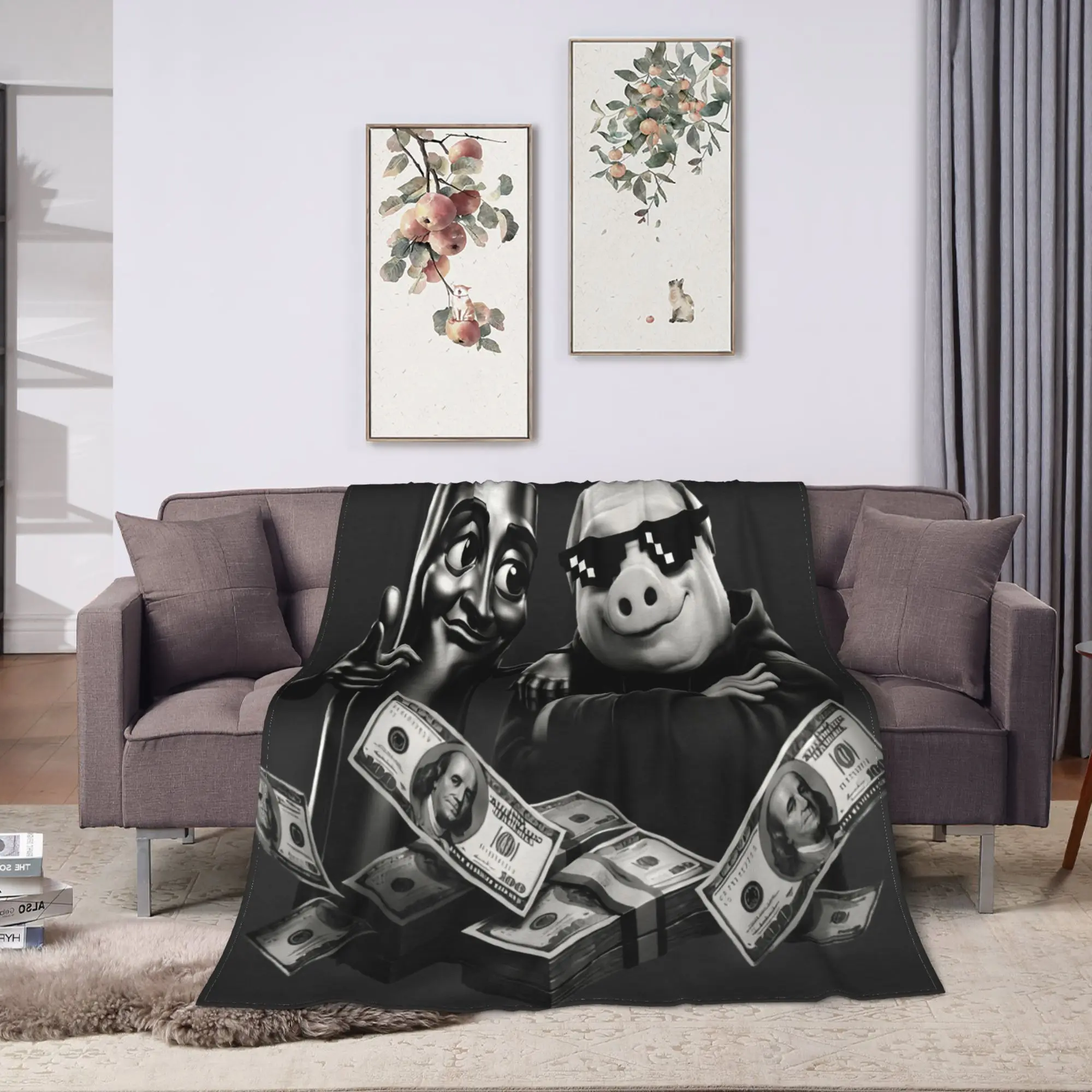 John Pork Tung Sahur Brainrot Meme Blanket Quality Warm Soft  Throw Blanket Autumn Plane Travel Outdoor Funny Bedspread