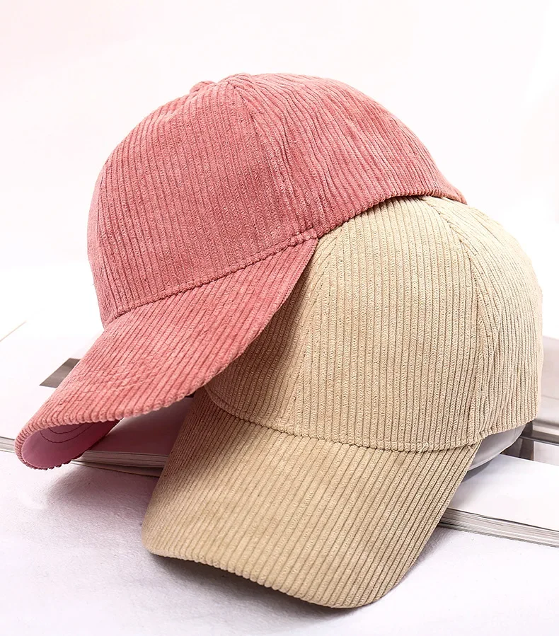 Frühling Herbst Cord Baseball Cap für Frauen Männer Unisex Vintage Solide Snapback Hip Hop Hüte Winter Einstellbare Outdoor Sport Hut – Detail 6