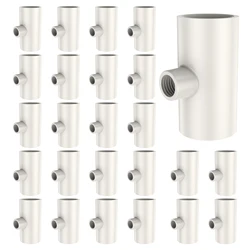 25Pcs Chicken Waterer PVC Tee Fitting White Automatic Poultry Waterer Poultry Water Drinker Waterer Nipples for Ducks Chickens