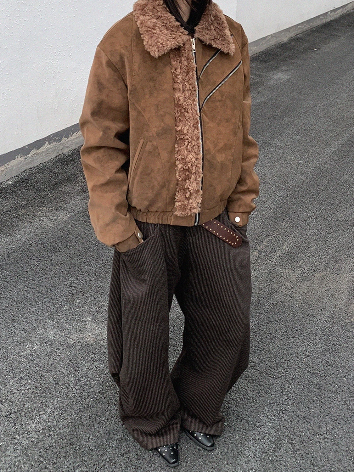 

Зимняя женская куртка USKM в американском ретро-стиле из замши с меховым воротником, утепленная хлопковым наполнителем, для уличного стиля, Cleanfit