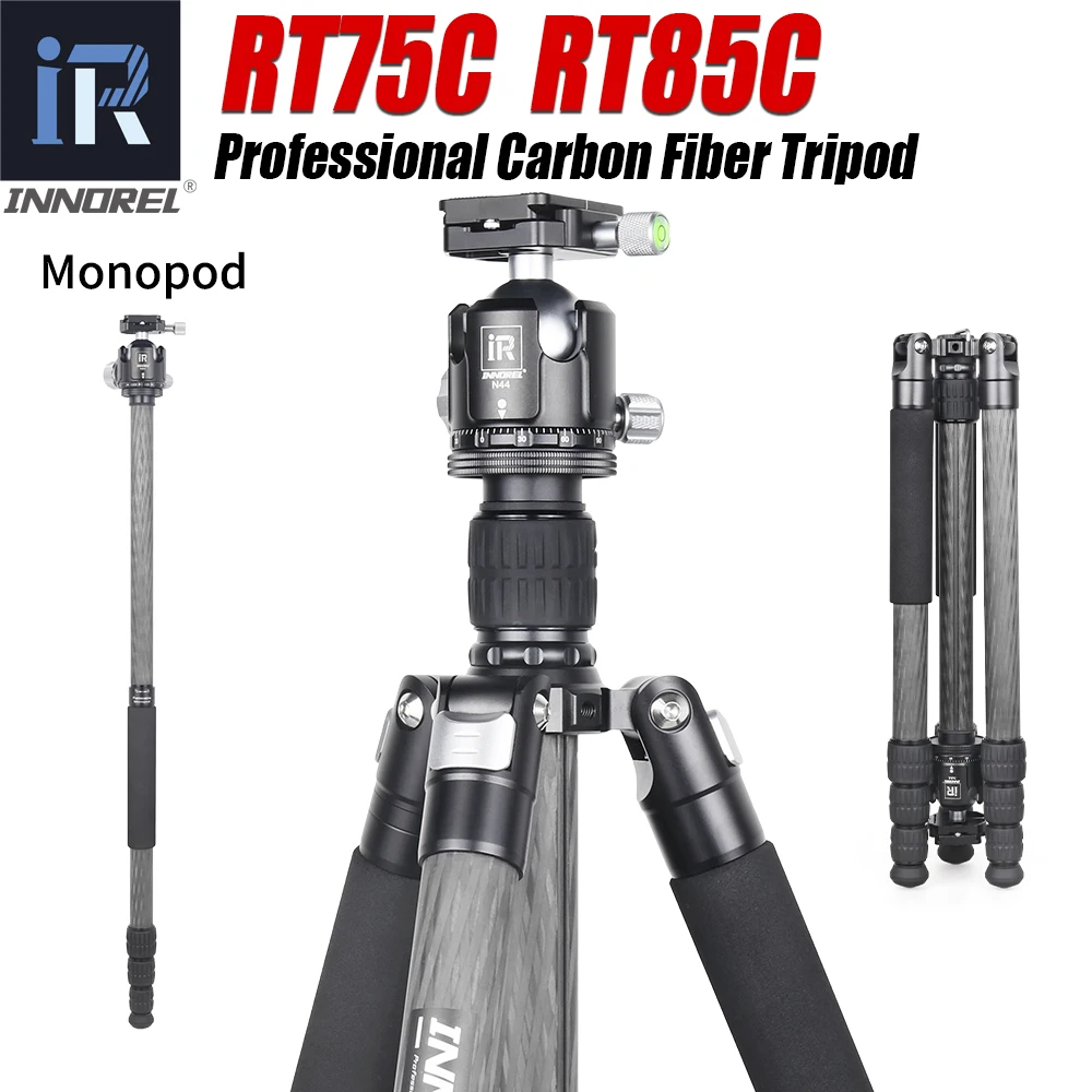 

Professional Carbon Fiber Tripod INNOREL RT75C/85C Monopod Add 360 Panoramic Low Gravity Center Ballhead For Digital DSLR Camera