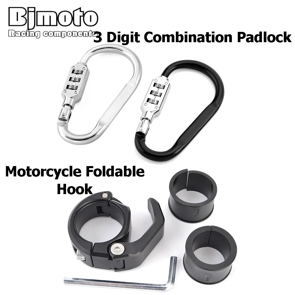 

Motorcycle Anti-theft Helmet Lock 3 Digit Password Safety Resettable Lock Foldable Hook Handlebar Helmet Luggage Bag bumper Hook