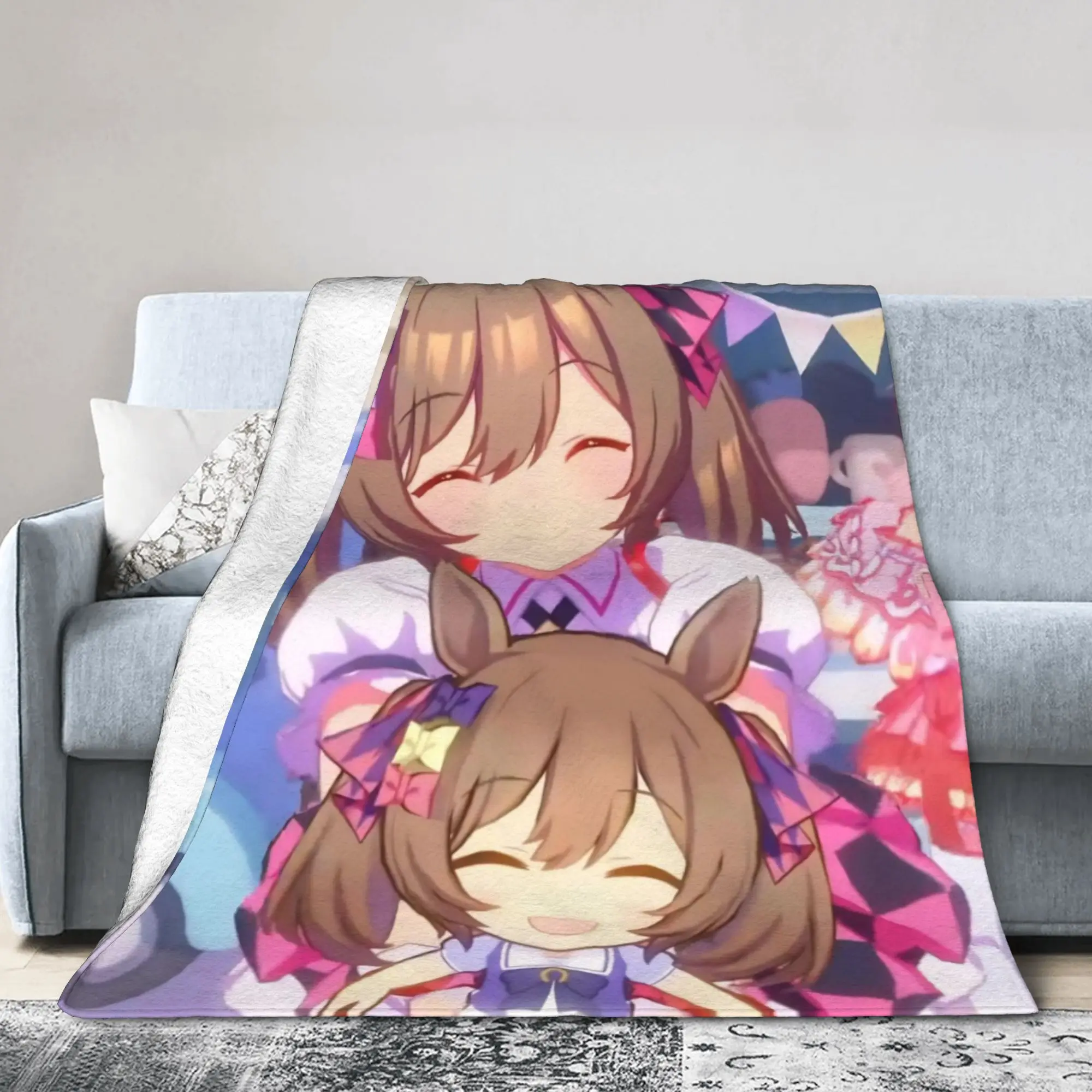 Umamusume Pretty Derby Cartoon Blanket Flannel Printed  Portable Soft Throw Blanket for Bedding Bedroom Rug Piece