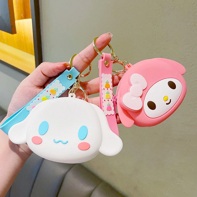 Sanrio Wallet Cute Cinnamoroll Kuromi Coin Purse My Melody Children Toys Silicone Purse Kawaii Pochacco Pompom Purin Wallets Toy