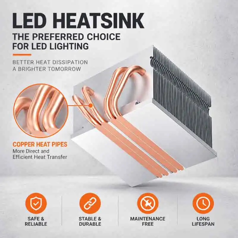 LED Lamp Heat Sink 4Heat Pipe Design Power≤400W Safe Reliable And Maintenance Free Extend The Service Life LED Lighting Fixtures