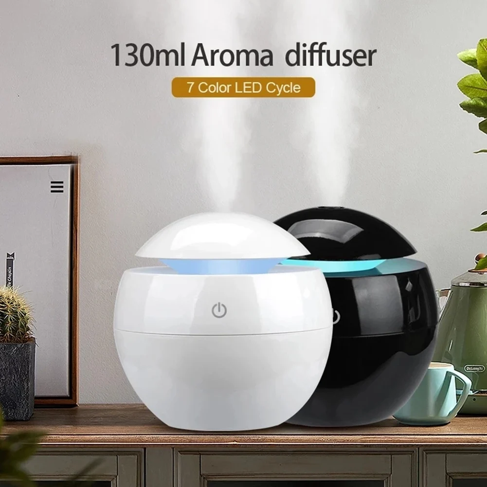 Draagbare Luchtbevochtiger Ultrasone Usb Aroma Diffuser Led Nachtlampje Elektrische Etherische Olie Diffuser Aromatherapie Zwart