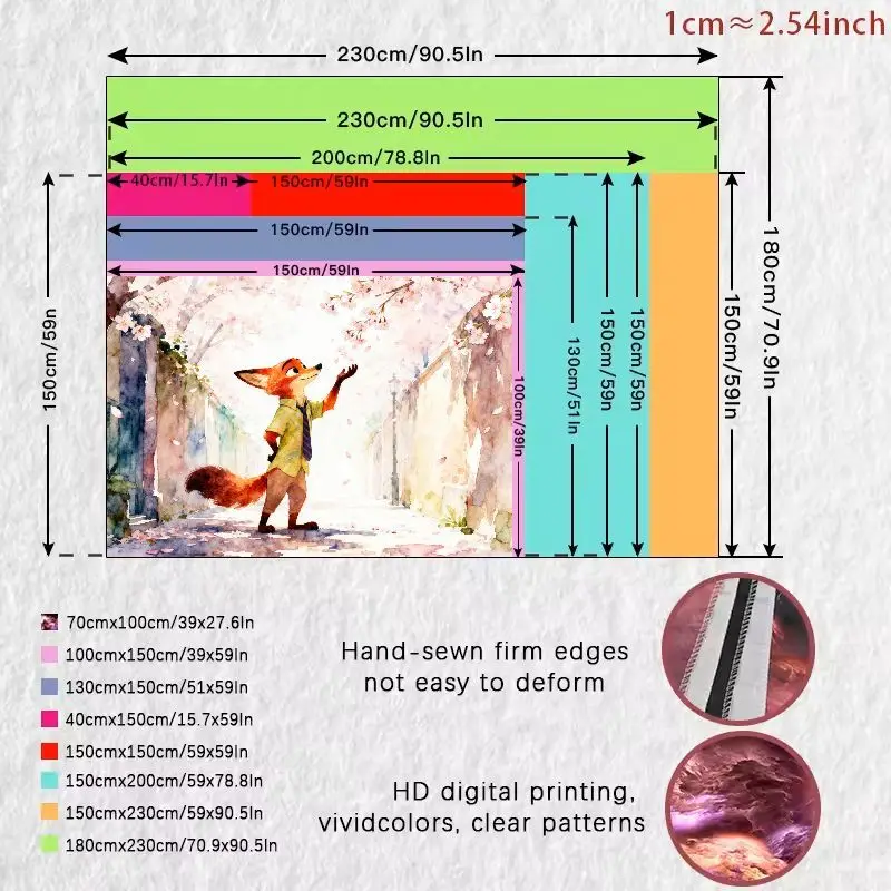 1 Buah Zootopia Nick Wilde Cherry Blossom Tapestry Estetika Cat Air Poliester Seni Dinding Dekorasi Rumah Hadiah untuk Penggemar