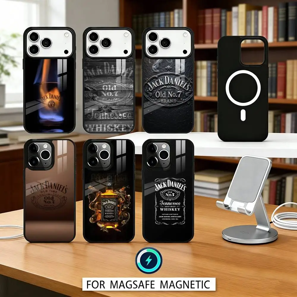 

J-Jack Classic Retro DaNiels Soft Silicone Phone Case For iPhone17,16,15,14,13,12Pro,Max,Magnetic For Magsafe Wireless Charging