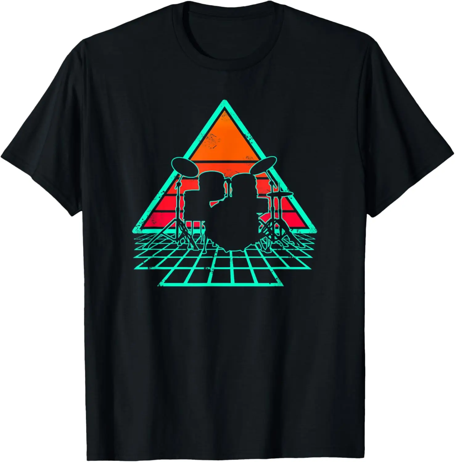 

Vintage 80's Retrowave Drums Drummer Drumming Music Band T-Shirt