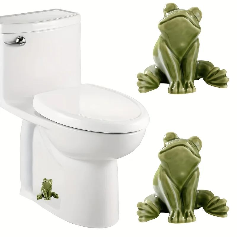 2PC Frog Pattern Ceramic Toilet Bolt Caps Decorative Cover Set, Cute Toilet Screw Cap Ornament, Easy Installation Bathroom Decor