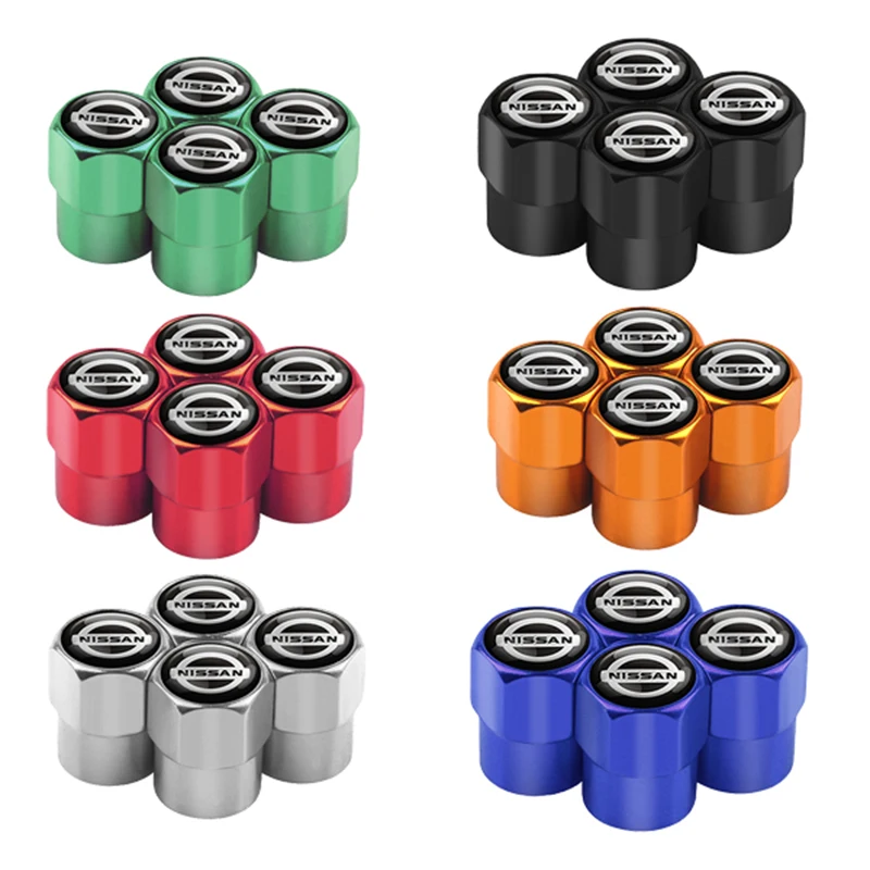 4Pcs Nissan Nismo GTR Car Metal Logo Wheel Tire Valve Caps Dust Cover For Leaf Qashqai Juke Rogue Juke Note X-trail Tiida Sentra