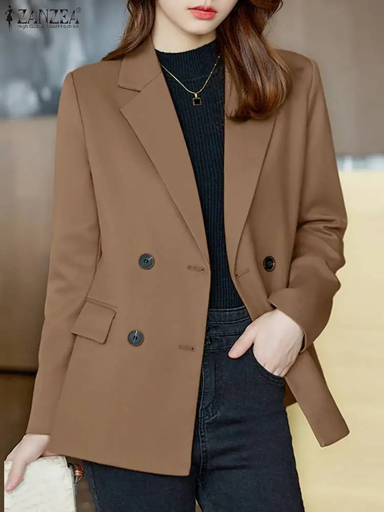 ZANZEA Spring Fashion Women Blazer Laple Neck Long Sleeve OL Work Suits Coats Elegant Solid Party Jackets Casual Loose Outwear