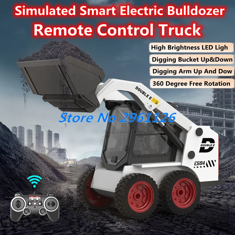 

Simulated Smart Electric Bulldozer Remote Control Truck 1:14 360° Free Rotation 30Mins Skid Loader RC Engineering Truck Vehicle