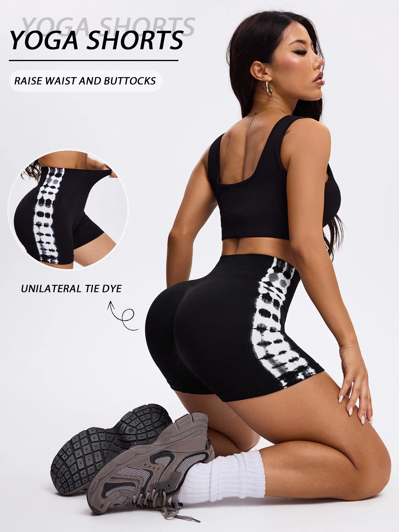 Women's High Waist Peach Butt Lifting Biker Shorts Tie-Dye Seamless Slim Fit for Yoga Gym Workout