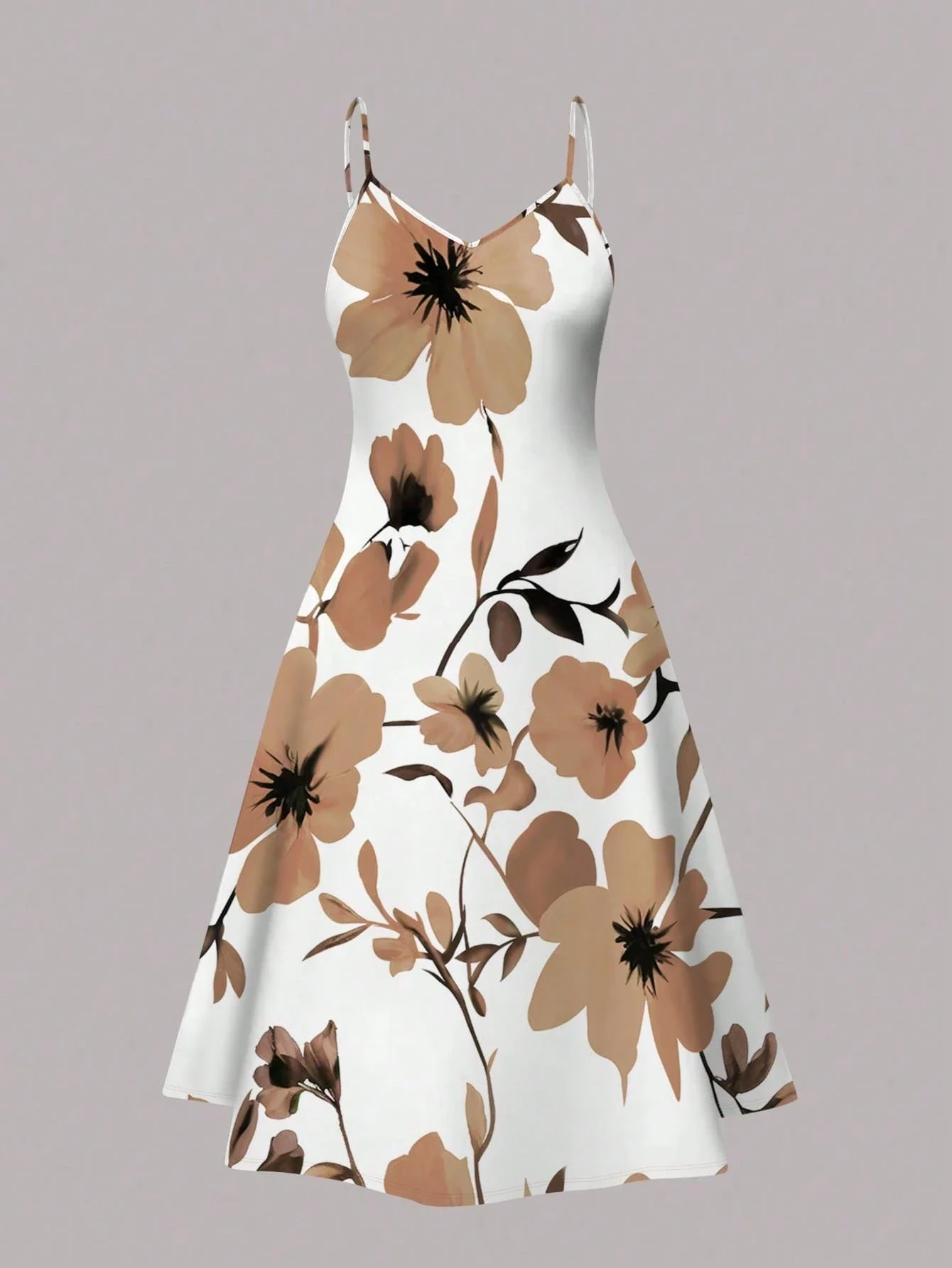 Plus Size Women Vintage Floral Print Dress Set