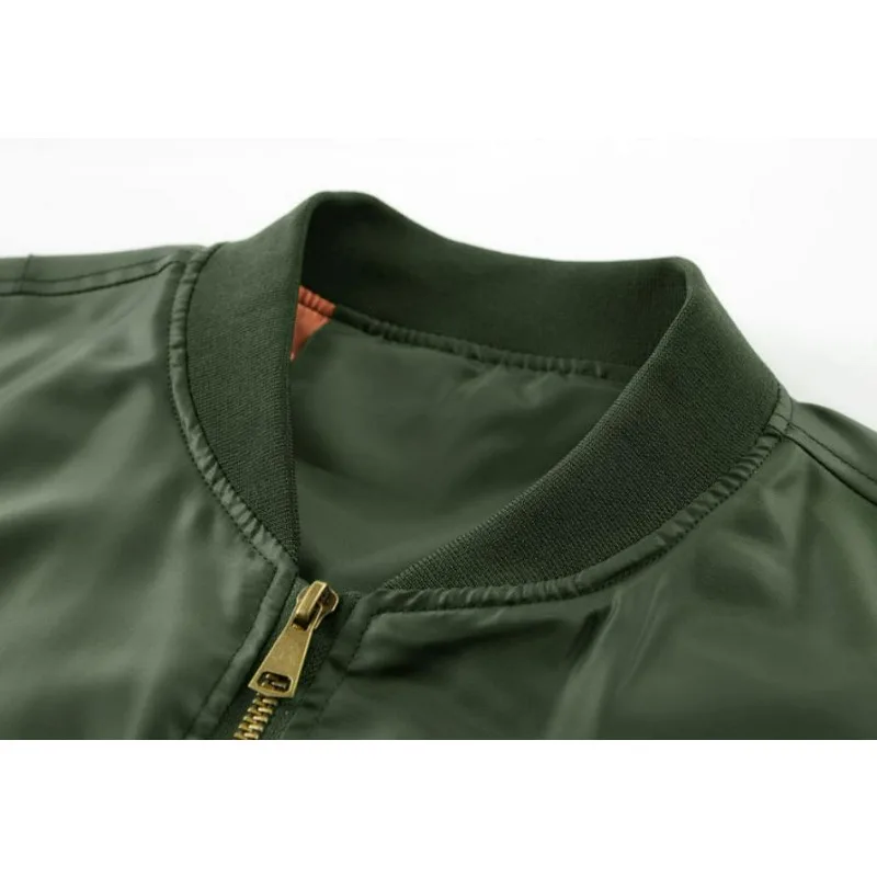 KIDWHXR Herbst-Bomberjacke für Herren, Lässige Baseball-Jacke, Streetwear mit Stehkragen und Reißverschluss, Lockere Herrenjacke mit Langen Ärmeln – Detail 4