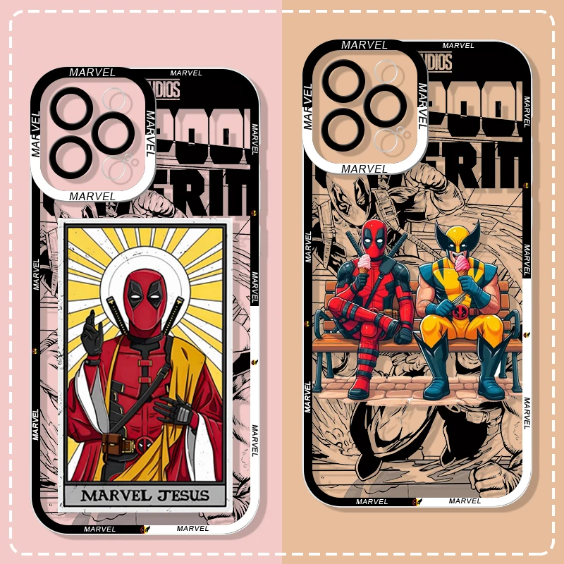 Fashion Marvel Deadpool Wolverine Phone Case for Samsung Galaxy S22 S23 S24 Plus Ultra S20 S21 FE A55 5G Soft Clear Cover Fundas