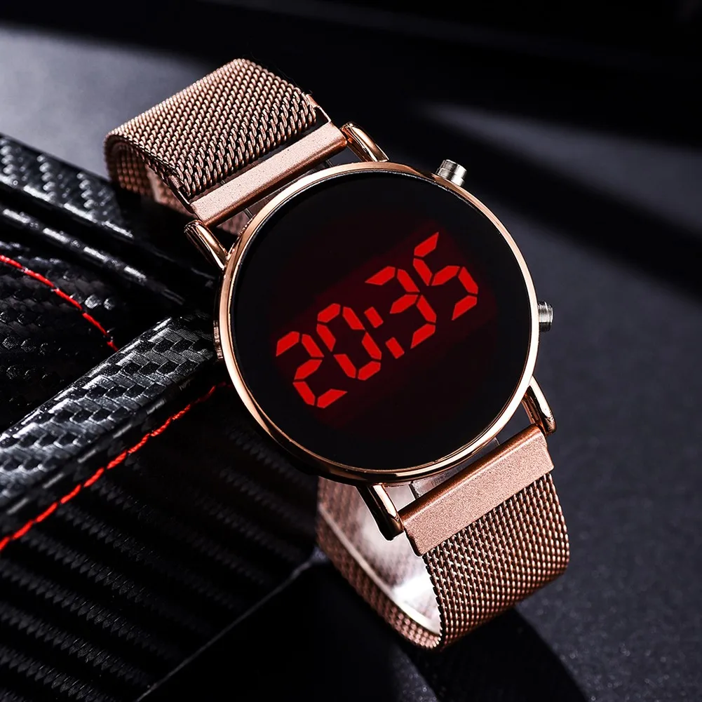 

2023 New Fashion Women'S Leather Electronic Watch Foreign Trade Ladies Fashion Led Explosion Digital Display Electronic Watch