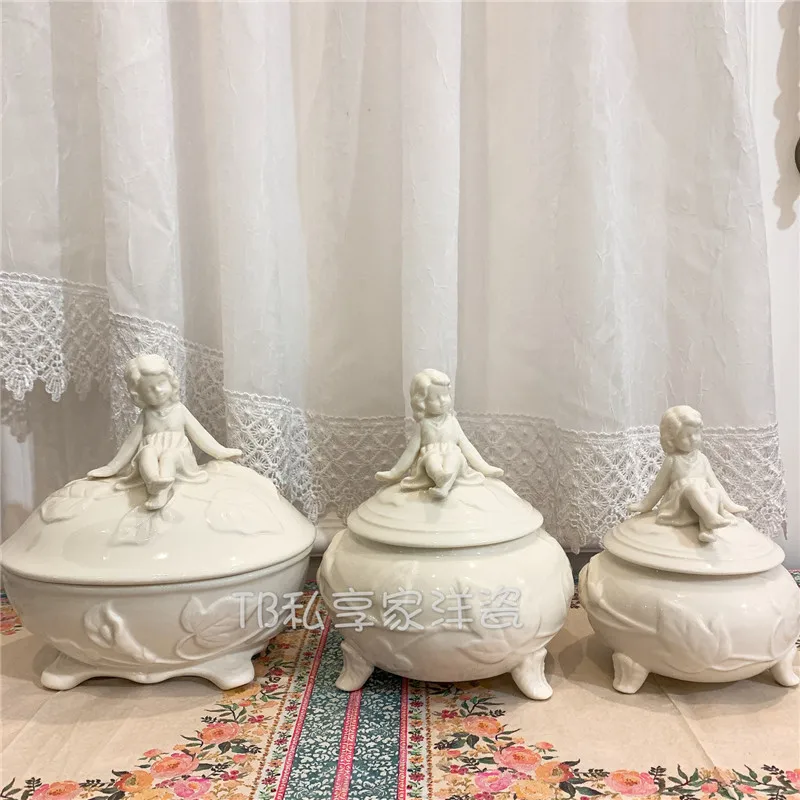 

Angel Goods ~ Exported to Europe New Bone China Ceramic Three-Dimensional Relief Storage Jar Sucrier Small Stew Pot Living Room