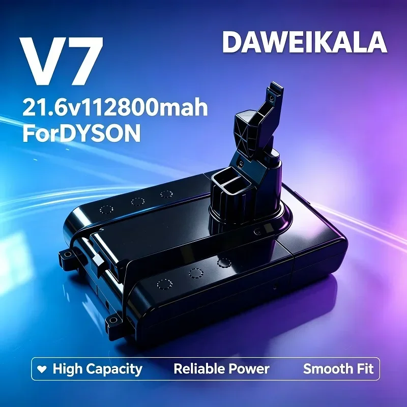 Batteria DAWEIKALA V7, pacco batterie al litio da 21,6 V e 12800 mAh per aspirapolvere senza fili Dyson V7, celle potenziate, erogazione di corrente stabile, facile da installare, protezione completa,