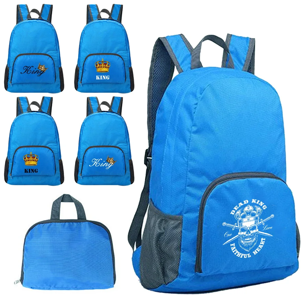 

Portable Folding Backpack New King Pattern Printing Folding Hiking Bag Ultra-light Outdoor Cycling Travel Backpack