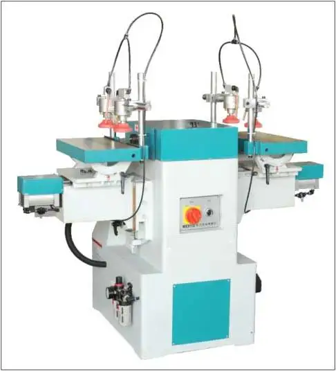 Horizontal double end carpentry mortiser chair leg hole slot manufacturing chisel tenoner drilling rig
