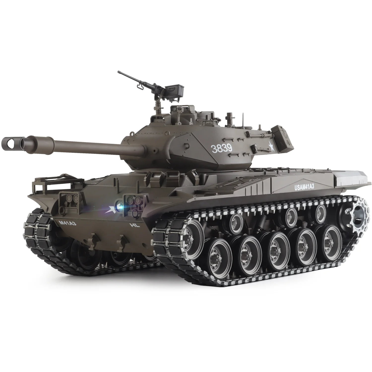 

Heng Long rc tanks 1/16 U.S. M41A3 Walker Bulldog tank Model(Metal Rubber-coated Track & Road Wheel)(360°Rotating Turret)